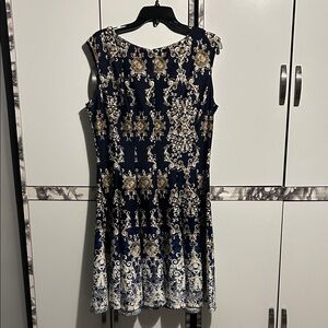 Danny & Nicole Elegant Navy and Gold Mini Dress